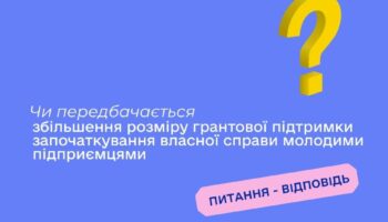 Чи передбачається збільшення розміру грантової підтримки започаткування власної справи молодими підприємцями?